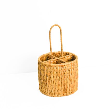 Handwoven Water Hyacinth Multipurpose Caddy Basket with Handle